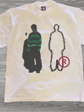 White Graphic Tee with Silhouette Print